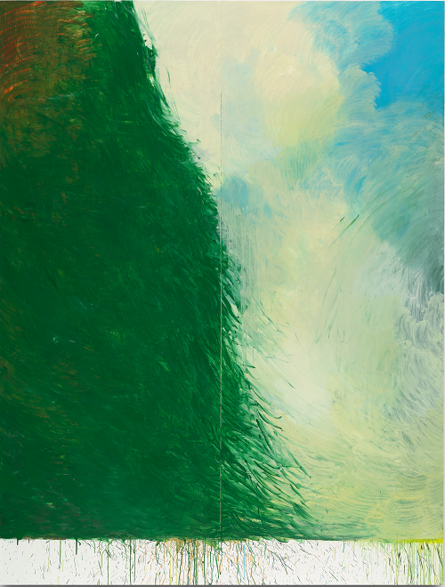 Green 11_Green Painting I, 2022. Óleo sobre tabla, 265 x 200 cm. Colección del artista